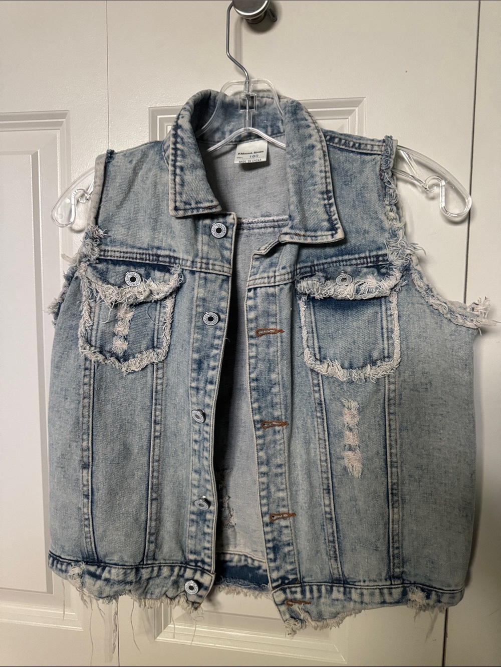 Kids Light Wash Distressed Denim Vest